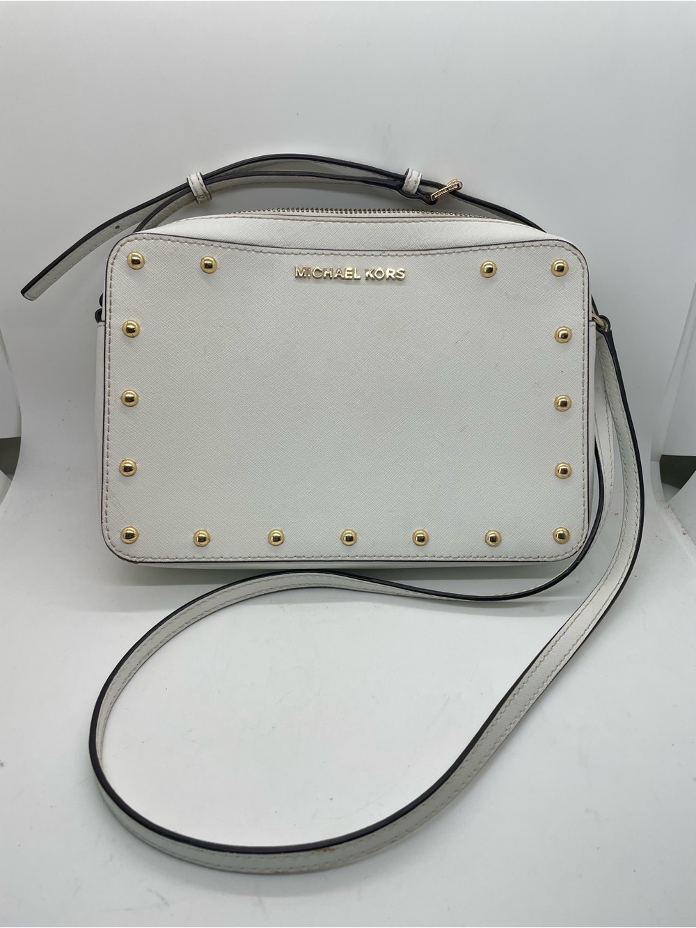 Michael Kors Sandrine Stud Leather Crossbody Bag Purse